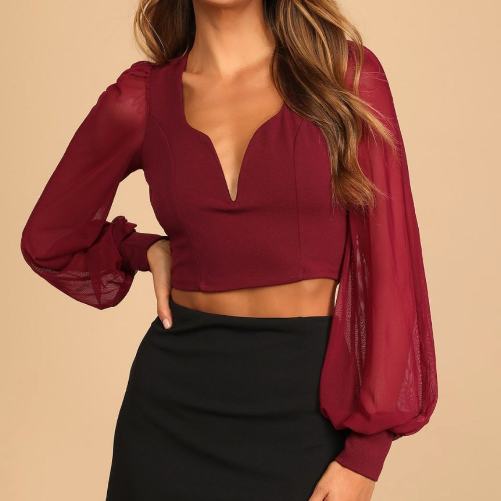 Lulus Long Sleeve Tie-Back Crop Top